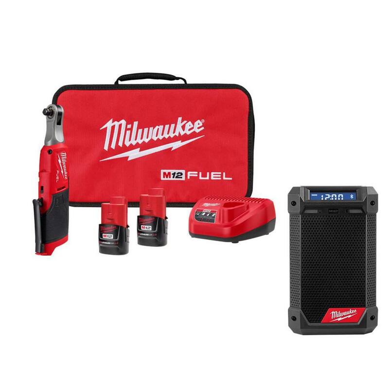 Milwaukee M12 FUEL 12V Lithium-Ion Brushless Cordless High Speed 3/8 in. Ratchet Kit W/M12 Bluetooth Jobsite Radio with Charger - 2567-22-2951-20

Kit de trinquete inalámbrico de alta velocidad de 3/8 pulgadas Milwaukee M12 FUEL 12V de iones de litio sin escobillas con radio Bluetooth para sitio de trabajo M12 con cargador - 2567-22-2951-20