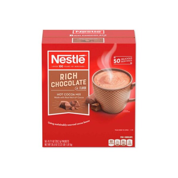 Newstripe. Nestl Hot Cocoa Mix, Rich Chocolate, 0.71 oz Packets, 50/Box, 6 Box/Carton - 25485CT