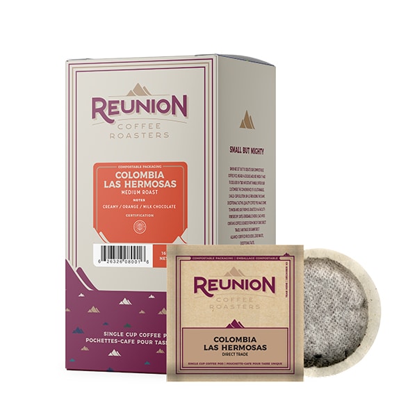 Reunion Coffee Roasters Colombia Las Hermosas, Soft Coffee Pods, PK96 PK - RI8001