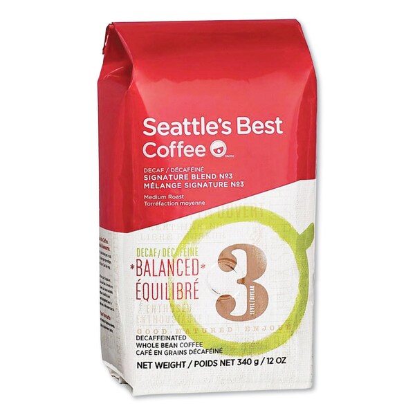 Seattles Best Level 3 Whole Bean Coffee, Decaffeinated, 12 oz Bag - SBK11008565