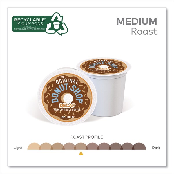 The Original Donut Shop Decaf Coffee K-Cups, 0.39 oz, 22PK - 5000341140