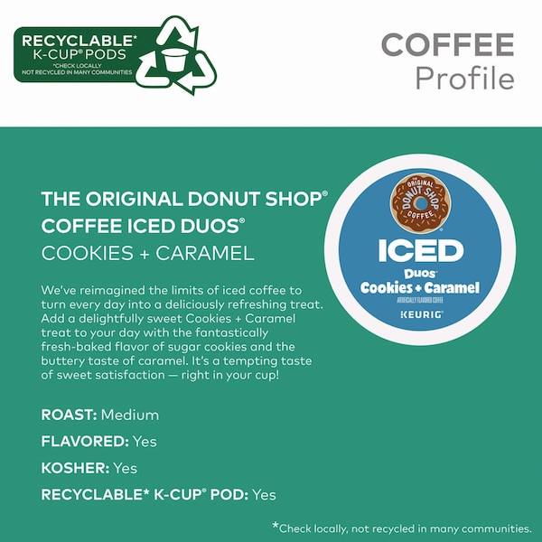 The Original Donut Shop Iced Duos Cookies + Caramel Iced Coffee K-Cup Pods, 24PK - 5000373021