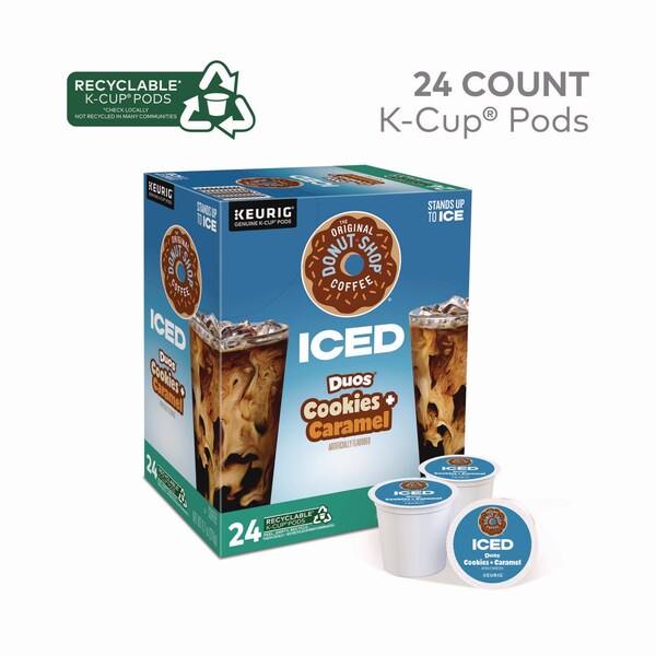The Original Donut Shop Iced Duos Cookies + Caramel Iced Coffee K-Cup Pods, 24PK - 5000373021