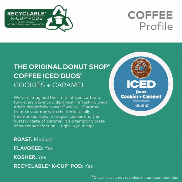 The Original Donut Shop Iced Duos Cookies + Caramel Iced Coffee K-Cup Pods, 24PK - 5000373021