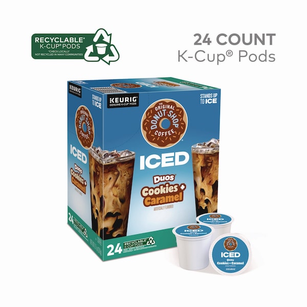 The Original Donut Shop Iced Duos Cookies + Caramel Iced Coffee K-Cup Pods, 24PK - 5000373021