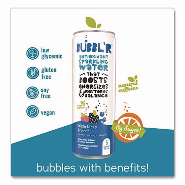Bubblr Antioxidant Sparkling Water, Triple Berry Breez'r, 12PK - WIC00028