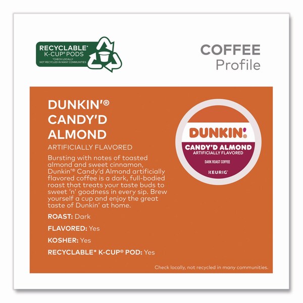 Dunkin Candy'd Almond Coffee K-Cups, 0.35 oz, 22PK - 5000375651