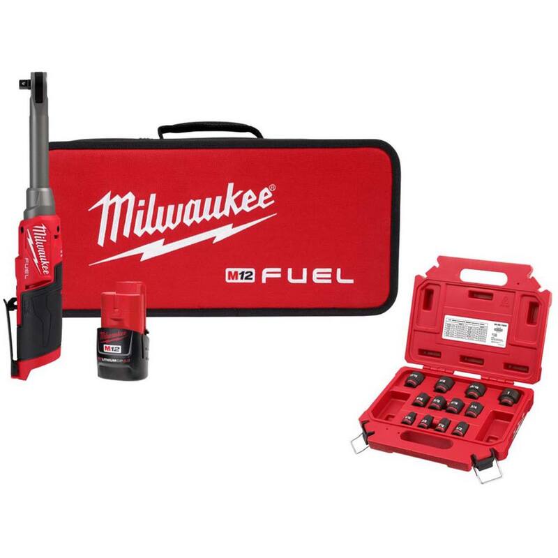 Milwaukee M12 FUEL 12V Lithium-Ion Brushless 3/8 in. Extended Reach High Speed Cordless Ratchet Kit & SAE Socket Set - 2569-21-49-66-7005

Kit de trinquete inalámbrico de alto alcance y alta velocidad Milwaukee M12 FUEL de 12V de iones de litio sin escobillas de 3/8 pulgadas y Juego de dados SAE - 2569-21-49-66-7005