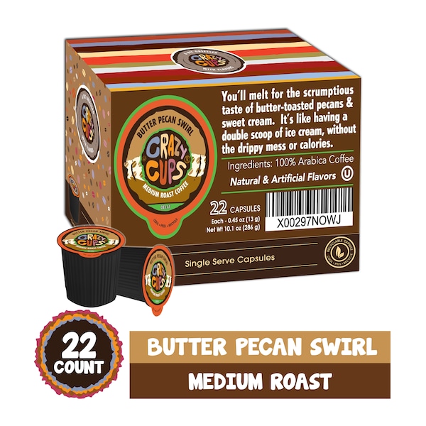 Crazy Cups Crazy Cups Flavored DDECAF Butter Pecan Swirl, 22 Ct - WM-CC-D-BUTTERPECAN-22