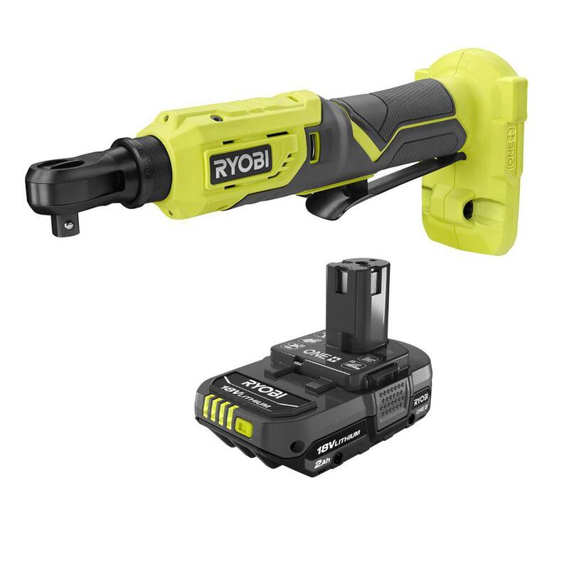 RYOBI ONE+ Llave de trinquete inalámbrica de 18V y 3/8 de pulgada con 4 posiciones y batería de 2.0 Ah - P344-PBP006