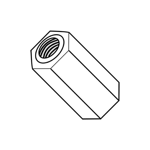 Zoro Select Hex Standoff, #4-40 Thrd Sz, 1/2 in L, 3/8 in Thrd L Nylon Natural, 3/16" Hex W, 1000 PK - 100804HFN