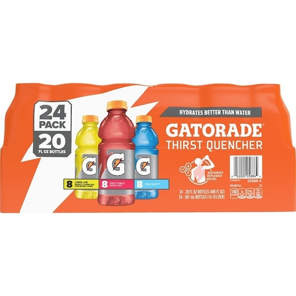 Gatorade Thirst Quencher Sports Drink, Liquid, Fruit Punch, Lemon, Orange Flavor, 20 oz Bottle - 20781