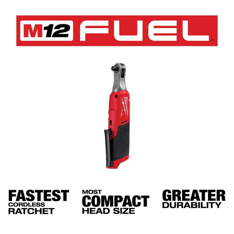 Llave de trinquete inalámbrica sin escobillas de iones de litio de 12 voltios Milwaukee M12 FUEL de alta velocidad de 3/8 pulg. con trinquete de alta velocidad de 1/4 pulg. e inflador - 2567-20-2566-20-2475-20
