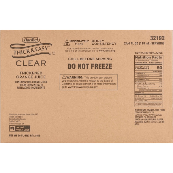 Thick & Easy Thick & Easy Clear Thickened Orange Juice Honey Consistency 4oz., PK24 - 32192