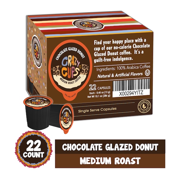Crazy Cups Crazy Cups Flavored Coffee Chocolate Glazed Donut, 22 Ct - WM-CC-CHOCGLAZED-22