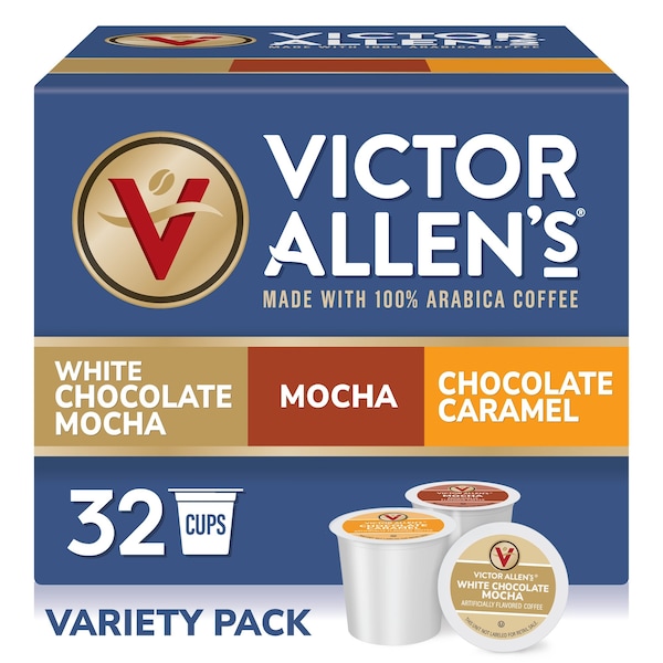 Victor Allen Mocha Flavored Coffee Variety Pack, Single Serve Coffee Pods for K-Cup Brewers, 32PK - FG018454