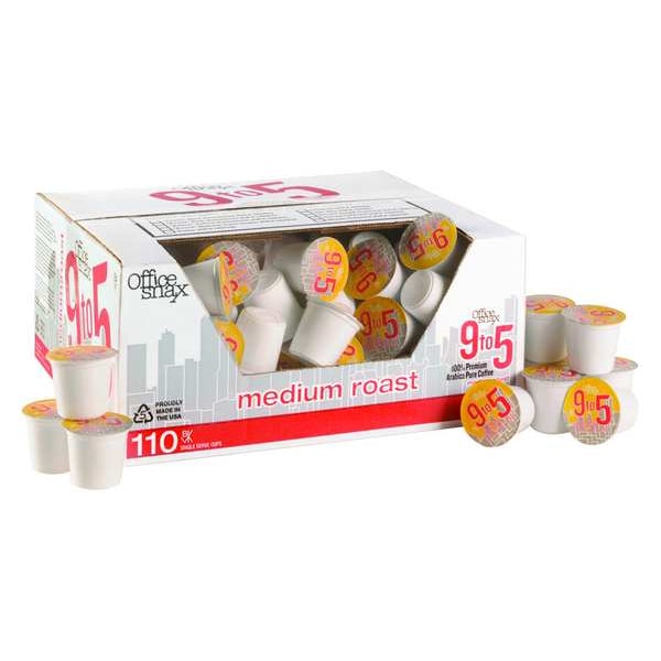 9 To 5 Coffee Coffee, Caffeinated, Single Serve Pod .35 oz, Arabica, Medium Roast, 110 Pack - OFX00046