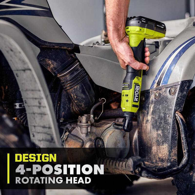 RYOBI ONE+ 18V HP Sin Escobillas 3/8 pulgadas Kit de Trinquete de Alta Velocidad con Batería de 2.0 Ah, Cargador y Batería de Alto Rendimiento de 2.0 Ah - PSBRC26K1-PBP003