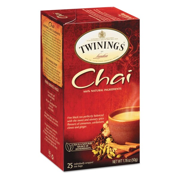 Twinings Tea Bags, Chai, 1.76 oz, 25PK - TNA51730