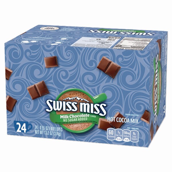 Swiss Miss Hot Cocoa Mix, No Sugar Added, 24PK - HUN55584