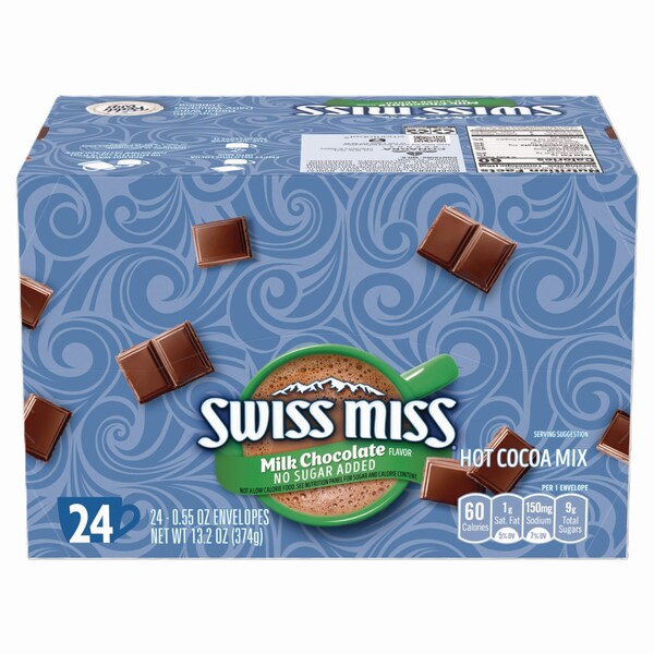 Swiss Miss Hot Cocoa Mix, No Sugar Added, 24PK - HUN55584