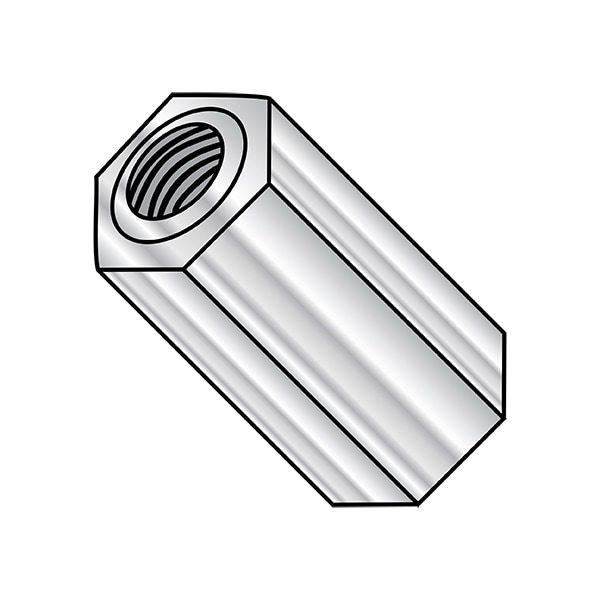 Zoro Select Hex Standoff, #4-40 Thrd Sz, 3/8 in L, Brass Nickel, 1/4" Hex W, 500 PK - 140604HFBN
