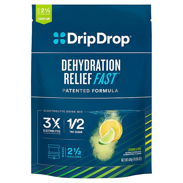 Dripdrop Lemon Lime Bulk Pouches, 2.5 Gal, Pk 12 - 61436