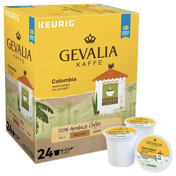 Gevalia Coffee, Colombian, Pod, Caffeinated, Ground, 8.3 oz, 24 PK - 5304