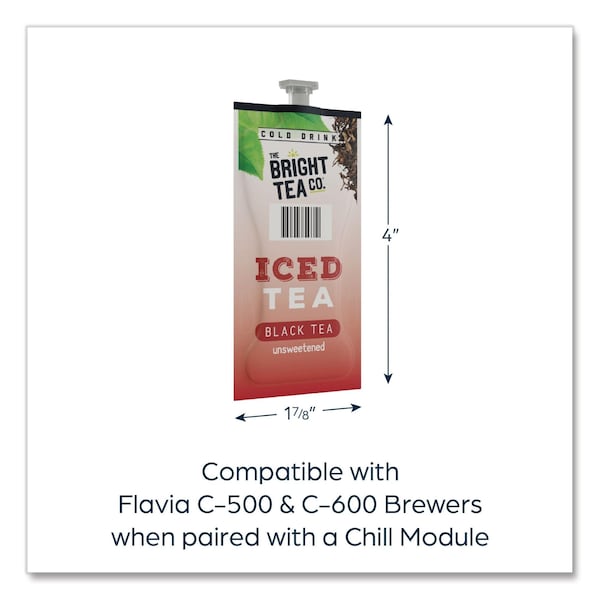 Flavia Unsweetened Iced Black Tea Freshpack, Unsweetened Black, 0.12 oz Pouch, 100PK - 48047