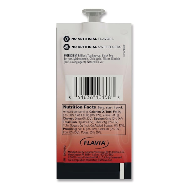 Flavia Unsweetened Iced Black Tea Freshpack, Unsweetened Black, 0.12 oz Pouch, 100PK - 48047
