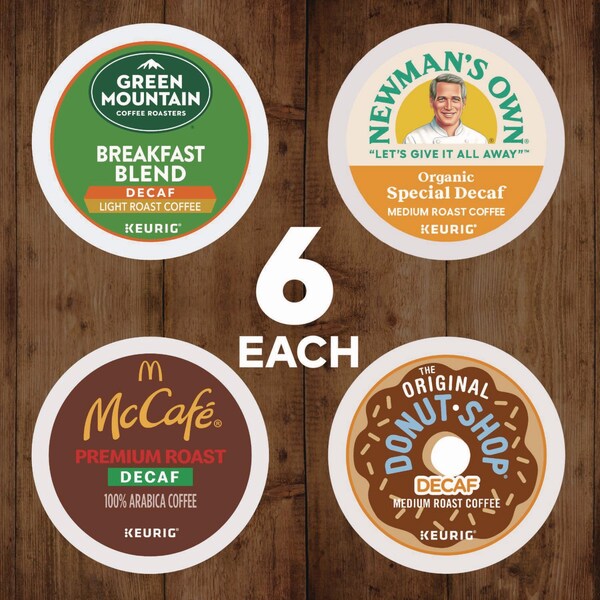 Green Mountain Coffee Decaf Variety Coffee K-Cups, Assorted Flavors, 0.38 oz K-Cup, 24PK - 5000374162