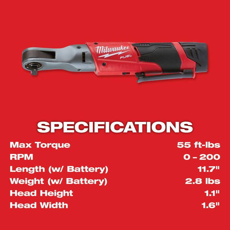 Juego de llave de trinquete inalámbrica Milwaukee M12 FUEL de 12 voltios de 3/8 de pulgada con juego de herramientas métricas de llave de trinquete y dado de 3/8 de pulgada - 2557-22-48-22-9482