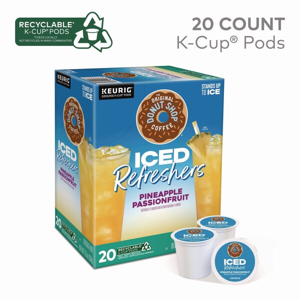The Original Donut Shop ICED Refreshers K-Cup Pods, Passion Fruit, 20PK - 5000379381