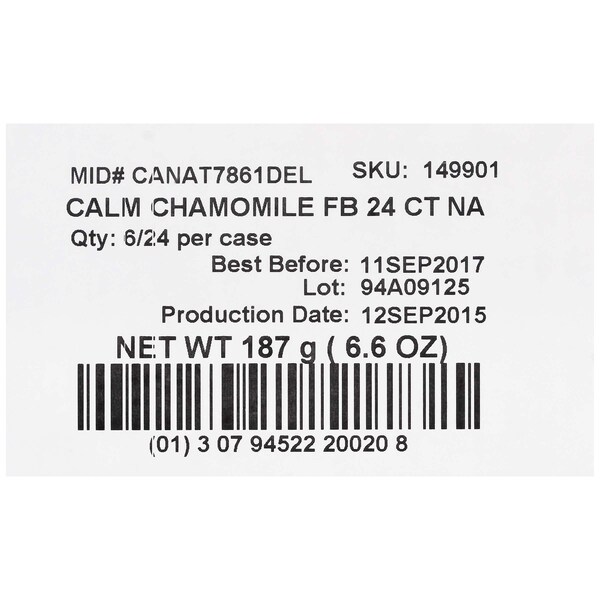 Tazo Tazo Calm Chamomile Tea Bag, PK144 - 00794522200207