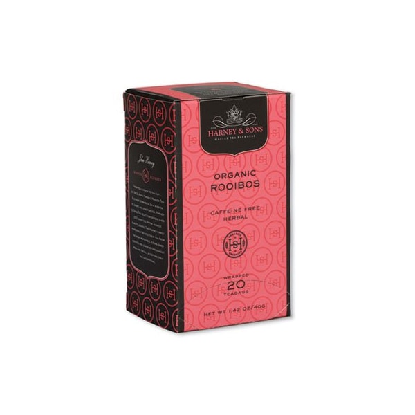 Harney & Sons Fine Teas Premium Tea, Organic Rooibos Herbal Tea, Individually Wrapped Tea Bags, 20PK - HSF30081