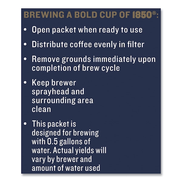 1850 Coffee, 100% Arabica, Fraction Pack, Caffeinated, Ground, 60 oz, 24 PK - 21511