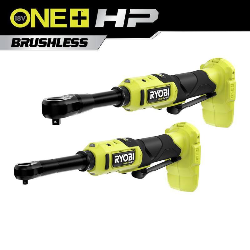 RYOBI ONE+ HP 18V Inalámbrico sin escobillas 1/4 in. y 3/8 in. Llaves de trinquete de alcance extendido (Solo herramientas) - PBLRC2501SB