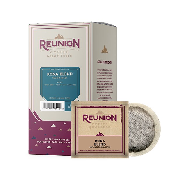 Reunion Coffee Roasters Kona Blend, Soft Coffee Pods, PK96 PK - RI8012