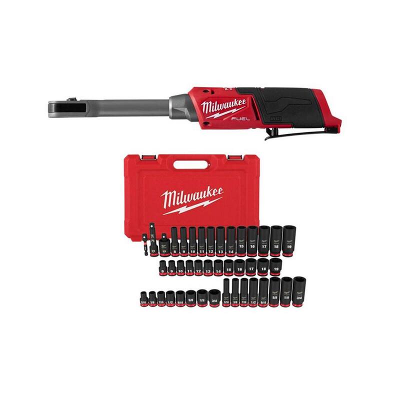 Llave de trinquete inalámbrica Milwaukee M12 FUEL INSIDER 12V de 1/4in.-3/8in. con punta de extensión y un set de 6 puntas de impacto - 3050-20-49-66-7009