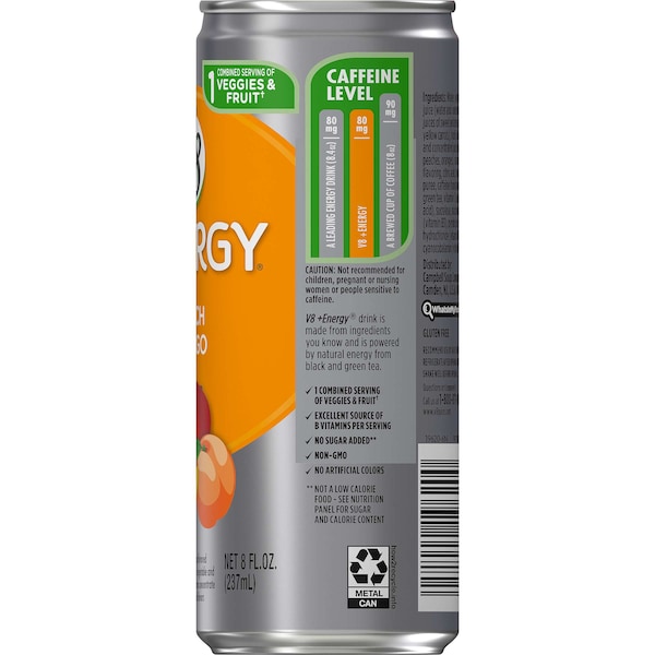 V8 V8 Energy Peach Mango 8 oz. Can, PK24 - 000019620