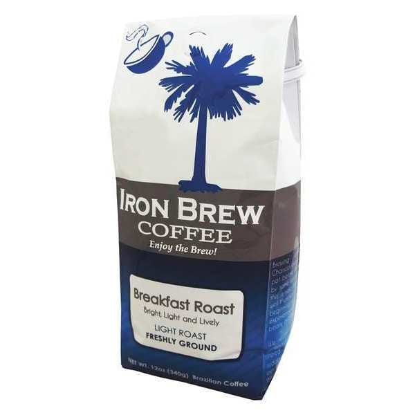 Iron Brew Coffee, Breakfast Roast, Bag, Caffeinated, Ground, 12 oz - B-12BR