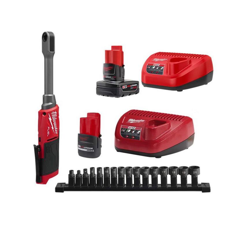 Milwaukee M12 FUEL INSIDER 12V Kit de trinquete de caja extendida inalámbrico sin escobillas de litio de 1/4 a 3/8 pulgadas con Kit inicial M12 4.0Ah - 3050-21-48-59-2440