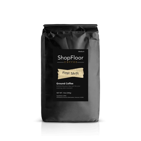 Shopfloor Coffee First Shift, medium roast, ground coffee - SFC-FRTSFT-FRCPK-2.5OZ