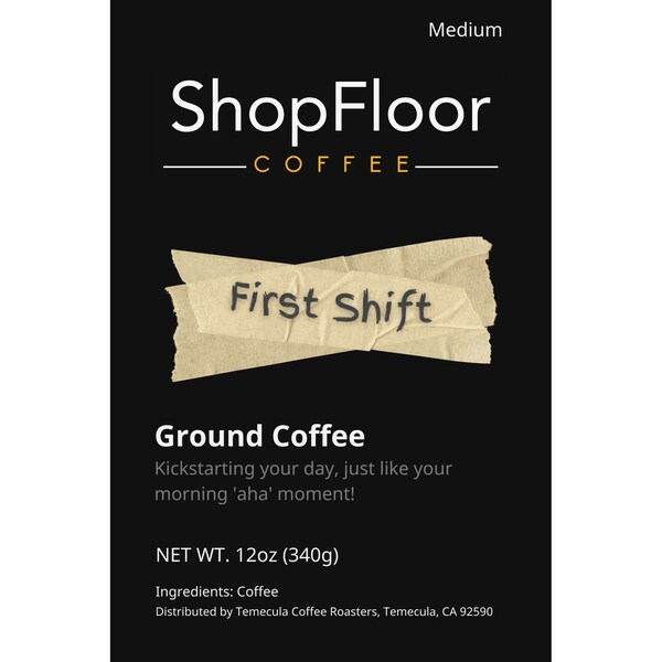 Shopfloor Coffee First Shift, medium roast, ground coffee - SFC-FRTSFT-FRCPK-2.5OZ
