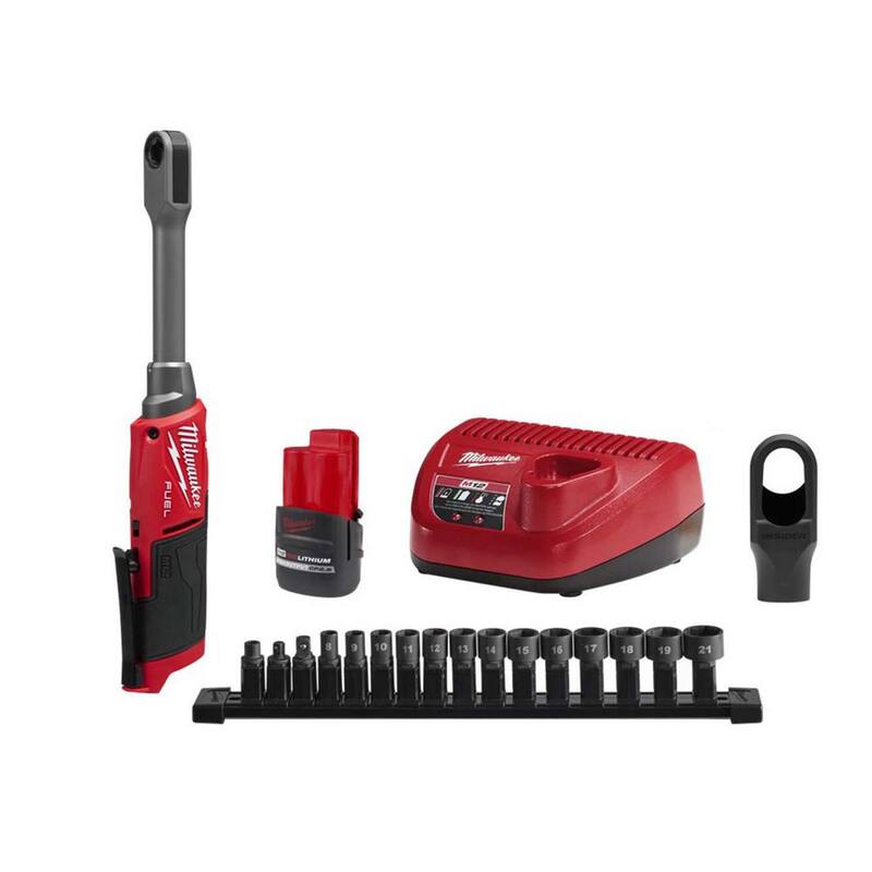 Milwaukee M12 FUEL INSIDER 12V Llave de trinquete inalámbrica con caja de extensión de 1/4 pulg.-3/8 pulg. de litio-ion sin escobillas con funda protectora para herramienta - 3050-21-49-16-3050