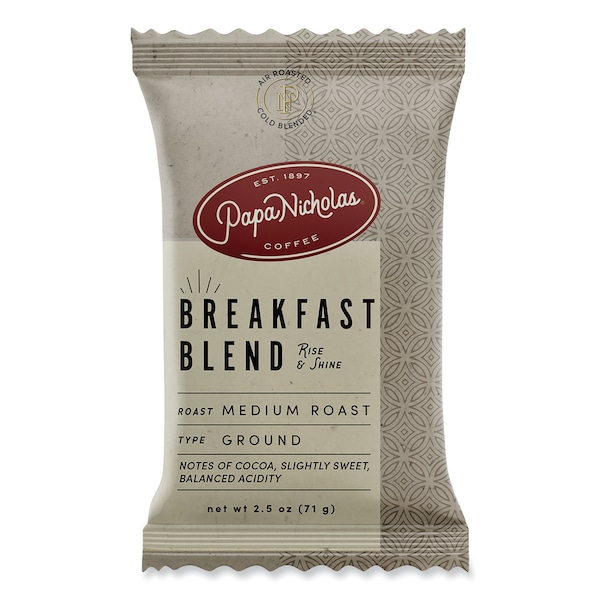 Papanicholas Coffee Coffee, Breakfast Blend, Breakfast Blend, Fraction Pack, Regular, Coffee, 2.5 oz, 18 PK - 25184