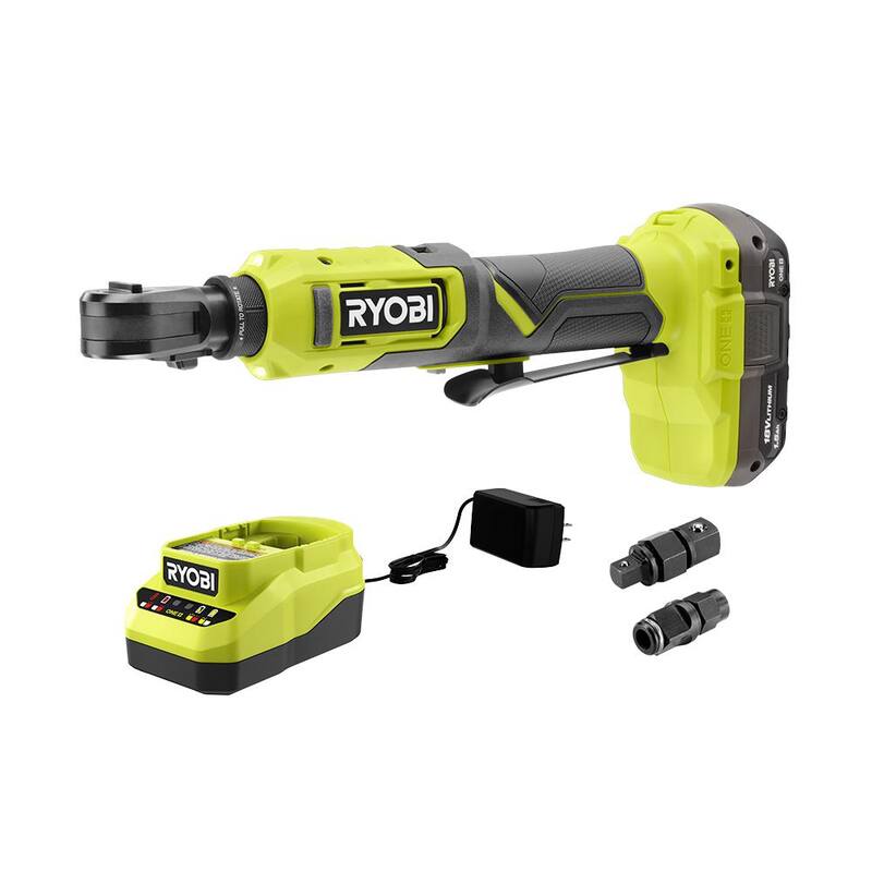 RYOBI ONE+ 18V Llave de trinquete inalámbrica multifunción de tamaño múltiple 3/8 y 1/4 pulgadas con batería de 1.5 Ah y cargador - PCL280K1
