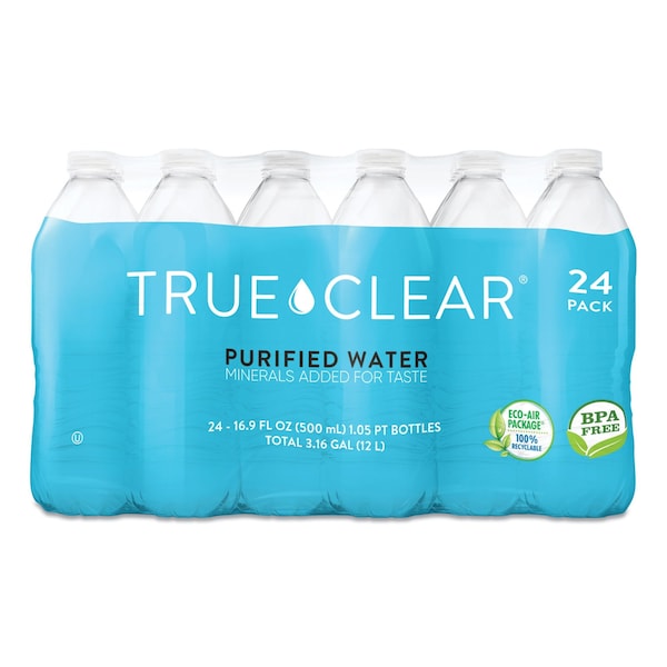 True Clear Purified Bottled Water, 16.9 oz Bottle, 2016PK - TRC05L24PDMPBN