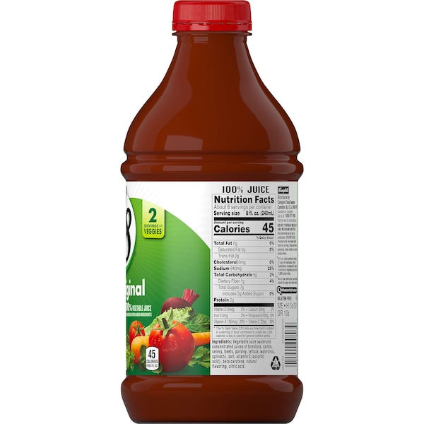V8 V8 Original Vegetable Juice 64 oz. Bottle, PK6 - 000020808