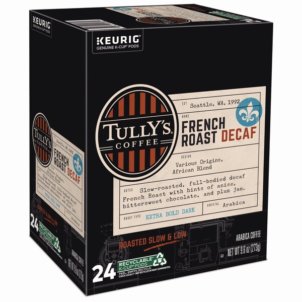 Tullys Coffee French Roast Decaf Coffee K-Cups, PK96 PK - 192419